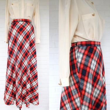 1960's Size 4/6 Festive Plaid Maxi Skirt 
