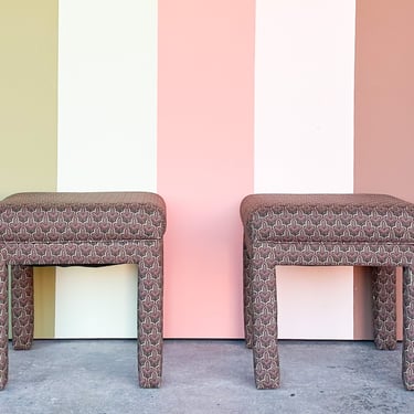 Pair of Upholstered Parsons Style Stools