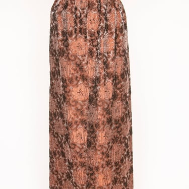 1960s Maxi Column Skirt Metallic Brocade XS 