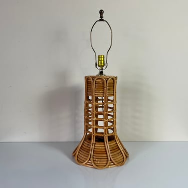 Vintage Organic Pencil Reed Rattan Table Lamp 