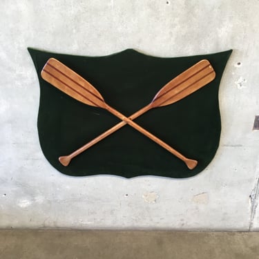 Vintage Green Felt Framed Oars