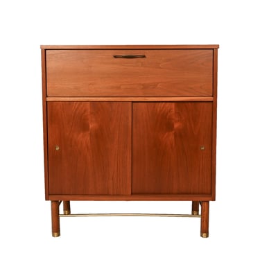 Walnut Bar Cabinet Drop Front Mid Century Modern 