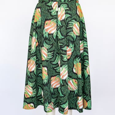 1950s Full Skirt Cotton Novelty Print M 