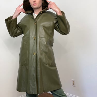 70s Sills Bonnie Cashin hooded leather coat 