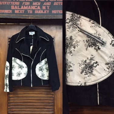 Vintage 1960’s “Roncelli” Brand Two-Tone Denim Glam Rock Jacket, Fitted Jacket Motorcycle Jacket Inspired, Denim Top, Vintage Clothing 
