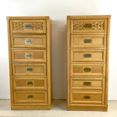 Pair Boho Chic Faux Bamboo Lingerie Chests 
