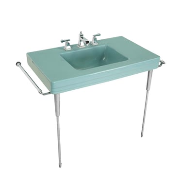 Vintage Blue American Standard Bathroom Pedestal Sink