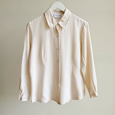 Ivory Textured Silk Blouse