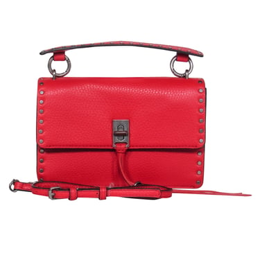 Rebecca Minkoff - Red Leather Fold Over Convertible Crossbody w/ Silver-Toned Studs