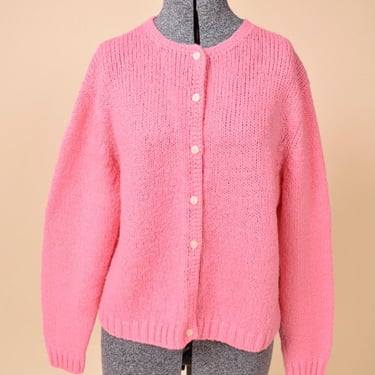 Pink Cardigan Sweater with Flower Buttons By Robert Scott Ltd., L