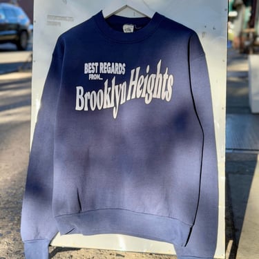 Neighborhood postcard upcycled sweatshirt, Brooklyn Heights