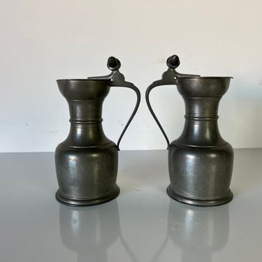 A Pair of Vintage Royal Holland Pewter Pitchers With Acorn Finial 