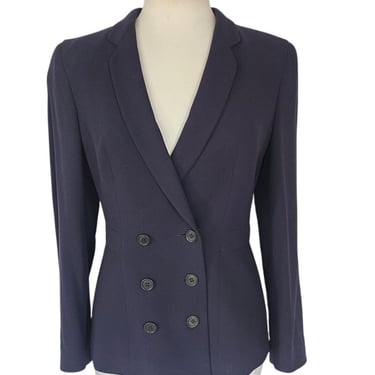 Vintage 1990s Armani Blazer Navy Blue Wool Black Label Borgonuovo / S 