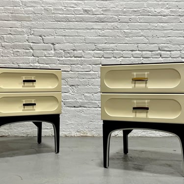 Mid Century Modern Plastic + ROSEWOOD NIGHTSTANDS / Bedside Tables by Vallieres, c. 1960's 