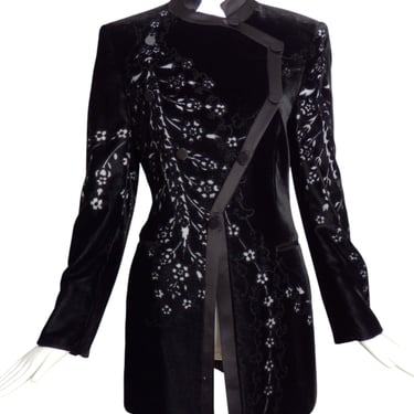 GIORGIO ARMANI- Black Laser Cut Velvet Jacket, Size 10