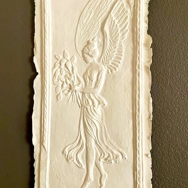 Original Cast Relief Artwork of Angel - Artist Signed, Papiro ‘91 