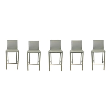 Interlude Home Contemporary Gray Leather Counter Stools Set of 5