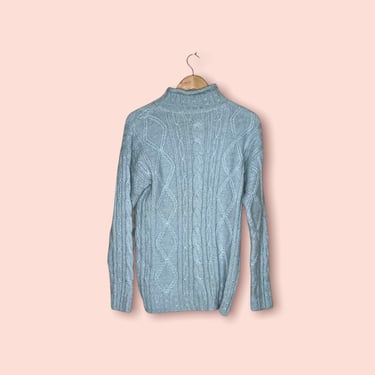 Vintage 90's Powder Blue Mohair Blend Mock Collar Sweater, Size Large 
