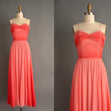 vintage 1950s Dress | Gorgeous Ombre Peach Pink Cocktail Party Designer Dress | Small Medium 