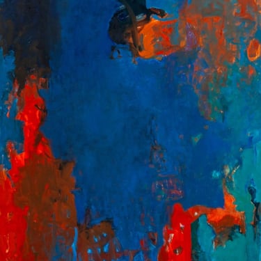 Robert O'Meara Abstract in Blue and Red Oil