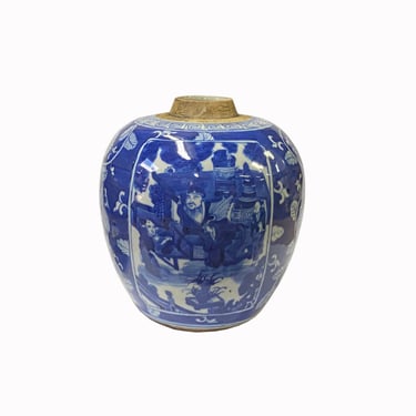 Oriental Handpaint People Theme Small Blue White Porcelain Ginger Jar ws2313E 
