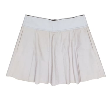 Vince - Cream w/ Grey Leather Pleated Skirt Sz 4