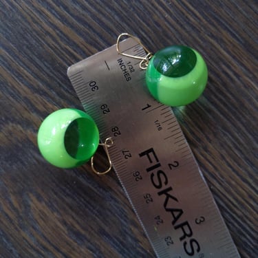 Insanely Weird Green Vintage Lucite Orbs Drop Earrings 