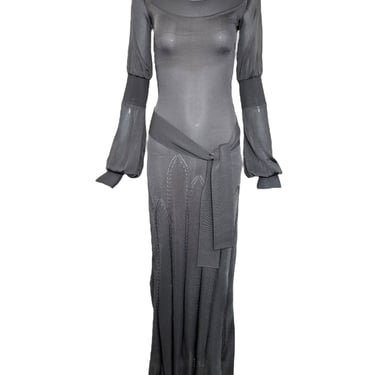 Alexander McQueen 2004 F/W "Pantheon Ad Lucem" Runway Knit Grey Gown with Sash