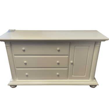 Three Drawer Dresser with Shelf<br />Baby Cachet<br />White Wood<br />L 60 x W 20 X H 34