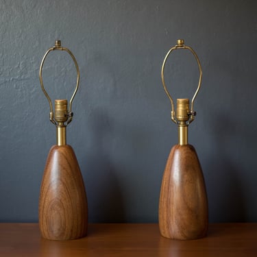 Pair of Vintage California Modern Mahogany Lamps by Raymond Pfennig 