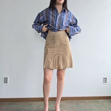 Almond Suede Pleated Skirt