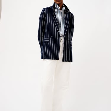 'Verano' Navy/White Striped Blazer