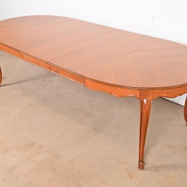Kindel Furniture French Provincial Louis XV Cherry Wood Extension Dining Table, Newly Refinished
