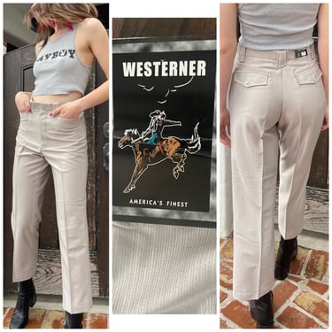 70s deadstock unisex Western snaps High waist pants trousers Ranch wear gender neutral 27-31W 
