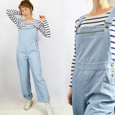 Workwear Dungarees French Cotton Overalls Bibs Light Blue - Unisex - XS S M L - Boilersuit 