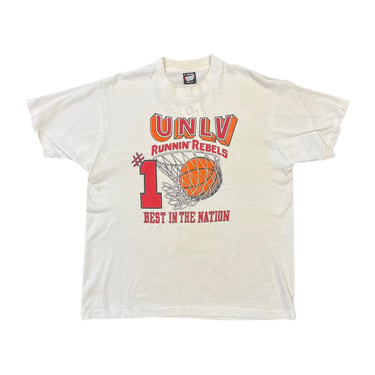 (XL) Vintage White UNLV Runnin' Rebels Made in U.S.A. T-Shirt 033022 JF
