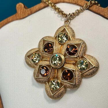 Vintage Statement Pendant Necklace Crystal Retro Sarah Coventry Jewelry 