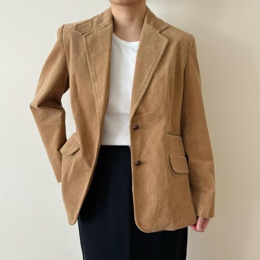 vintage blazer corduroy blazer minimalist blazer double chest double breasted classic design jacket brown khaki vintage style Size M 