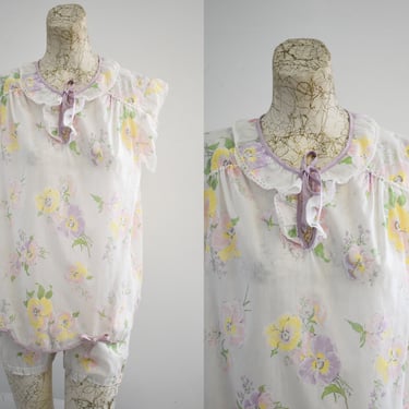 1960s Floral Shortie Pajama Set 