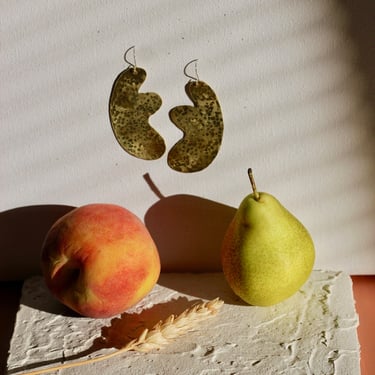 Abstract Shape Brass Statement Earrings / Lightweight Metal Handmade Dangle Earrings 