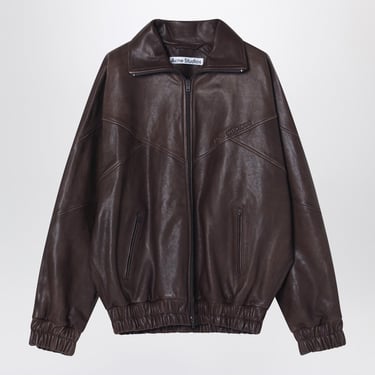 Acne Studios Brown Leather Zipped Jacket Women