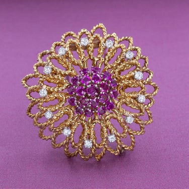 Ruby & Diamond Chrysanthemum Fur Clip