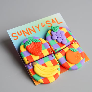 Sunny & Sal: Fruit Checker Earrings