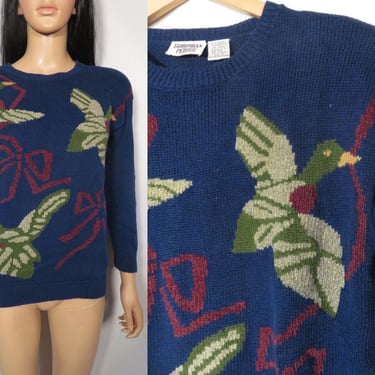Vintage 90s Mallard Duck And Bows Sweater Size S 