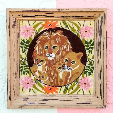 Lion Family Needlepoint Art
