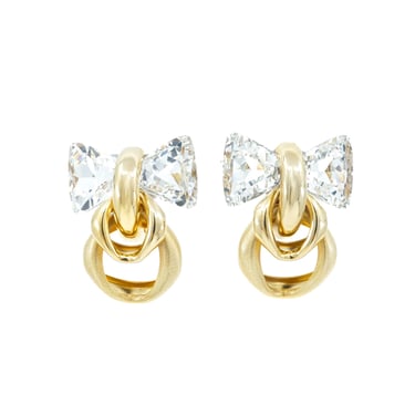 Goldtone Crystal Bow Earrings