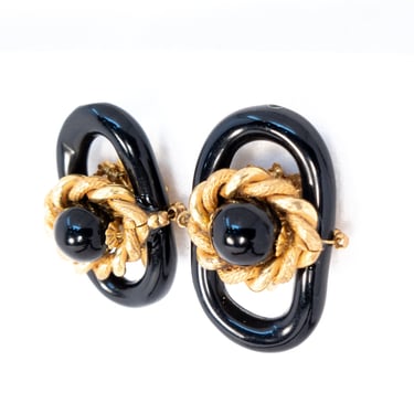 Miriam Haskell Black Loop Chain Link Earrings