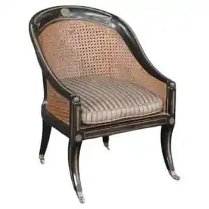 Ebonized French Cane back Louis XVI Style Lounge Chair