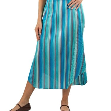 1990S Pleats Please Issey Miyake Ocean Blues Striped Skirt 