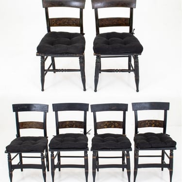 American Stenciled and Ebonized Side Chairs, 6